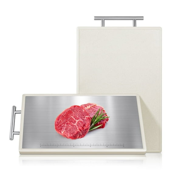 TINANA Stainless Steel Cutting Board: 16x10 inch Double-Sided, PP Chopping Boards with Stainless Steel Handles