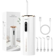 TINANA Water Dental Flosser with 5 Jet Tips, 280ml Water Tank, Portable Cordless Electric Water Flosser, 3 Modes Rechargeable Oral Irrigator, IPX7 Waterproof for Teeth Cleaning, All White
