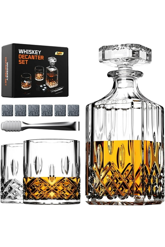Whiskey Decanter Set with Glasses and Whiskey Stones, Whiskey Decanter Sets for Men, Valentine's Day Gift, Anniversary Birthday Gifts for Father Mother Husband