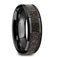 thumbnail image 1 of TINE Black Ceramic Polished Beveled Men's Band Dark Brown Antler Inlay - 6mm, 1 of 2