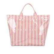 TING Waterproof Transparent Tote Bag, PVC-Coated Washable Reusable Tote with Top Handles, Large Capacity Foldable Shoulder Bag for Shopping, Beach & Travel