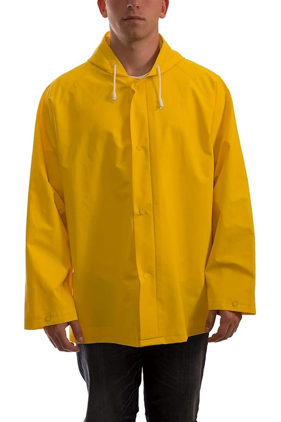 J53107.2X .35mm PVC/Polyester Storm Fly Front Jacket with Attached Hood, Size 2X, Yellow