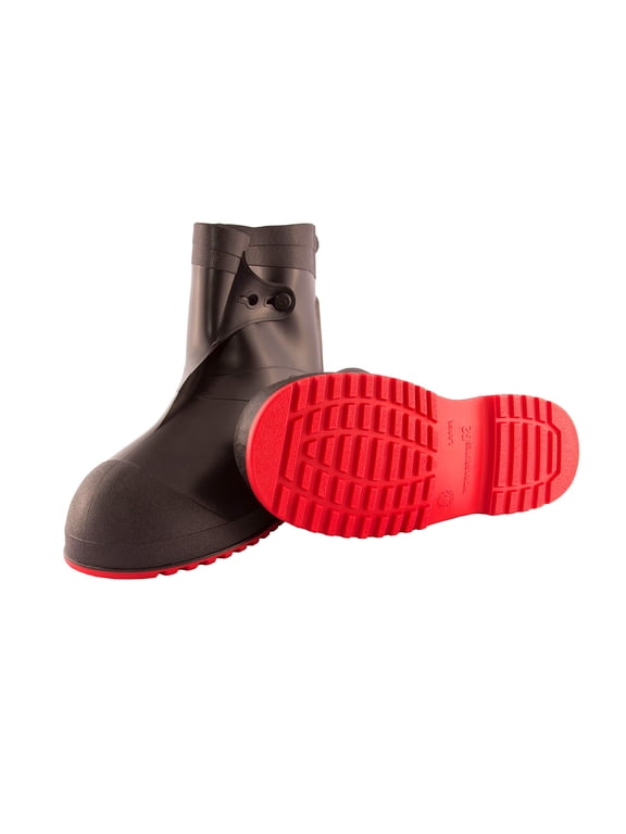 Workbrutes G2 - PVC Overshoe - 10" Ht. - Black Upper - Red Sole - Cleated Outsole CA1