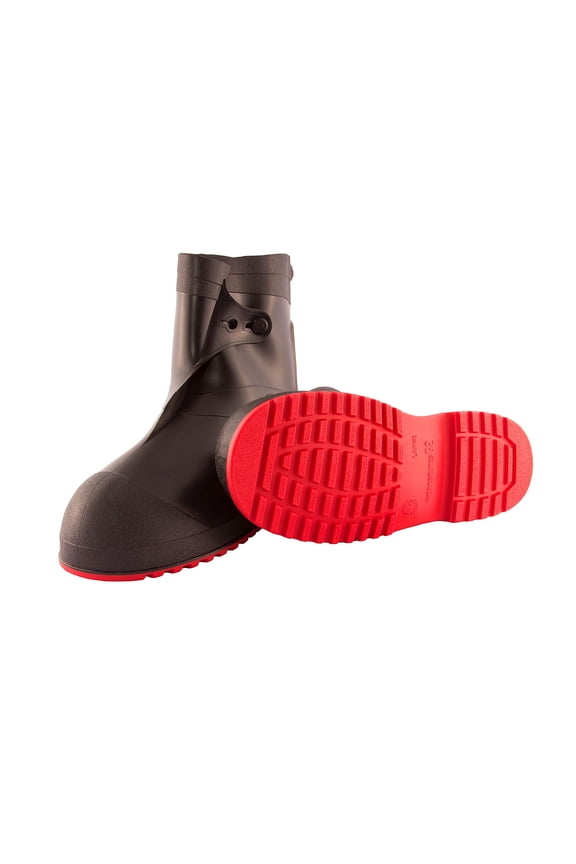 Workbrutes G2 - PVC Overshoe - 10" Ht. - Black Upper - Red Sole - Cleated Outsole CA1