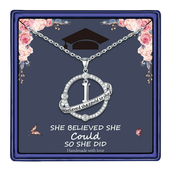 Tingn Graduation Gifts for Her She Believed She Could So She Did 2025 High School Compass Necklaces