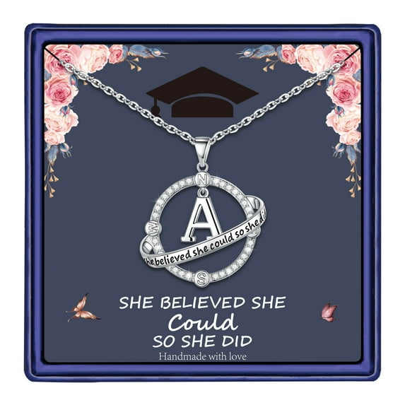 TINGN 2024 Graduation Gifts for Her She Believed She Could So She Did Compass Necklace College Graduation Gifts for Her