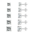 thumbnail image 1 of TINGN 5 Pairs Stud Earrings Set for WomenPrincess Cut Cubic Zirconia Hypoallergenic Stud Earrings for Women, 1 of 7