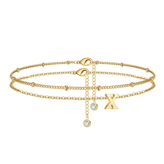 TINGN Ankle Bracelets for Women Layered Initial Anklet for Women Dainty Alphabet Letter Charm Beach Ankle Bracelets for Women