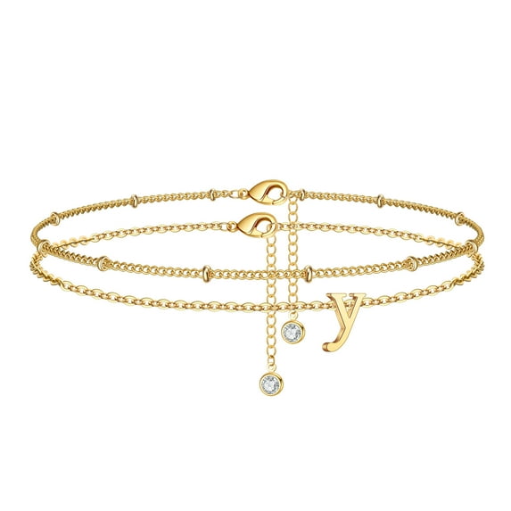 TINGN Ankle Bracelets for Women Layered Initial Anklet for Women Dainty Alphabet Letter Charm Beach Ankle Bracelets for Women
