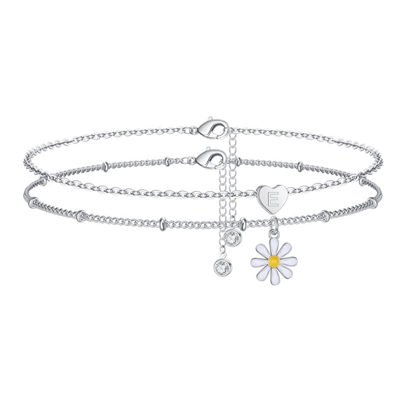 TINGN Ankle Bracelets for Women Initial Anklet Silver Layered Initial Anklets