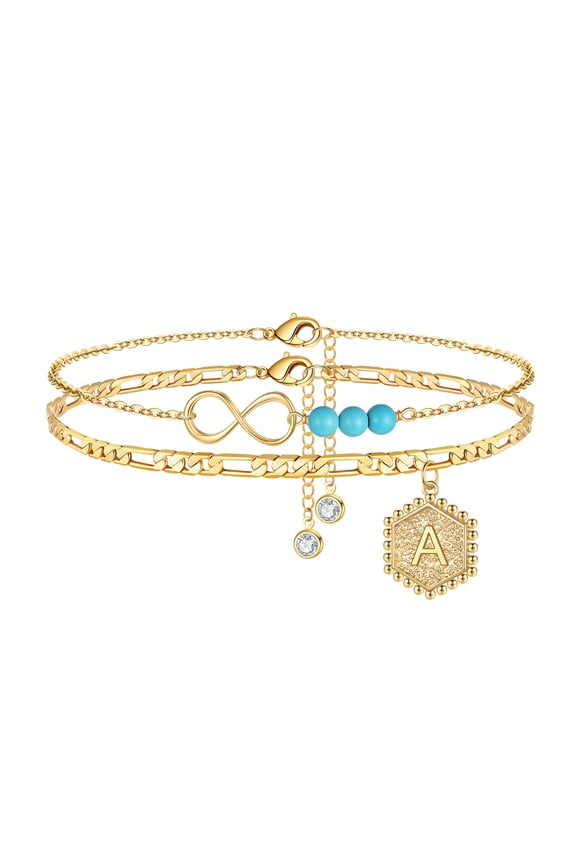 Ankle Bracelets for Women Turquoise Anklet Layered Initial Anklet Infinity Ankle Bracelets for Women Foot Jewelry Gifts