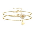 thumbnail image 1 of TINGN Anklets for Women Initial Anklet 2pcs Layered Letter Daisy Sunflower Anklets, 1 of 5