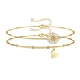 thumbnail image 1 of TINGN Anklets for Women Initial Anklet 2pcs Layered Letter Daisy Sunflower Anklets, 1 of 5
