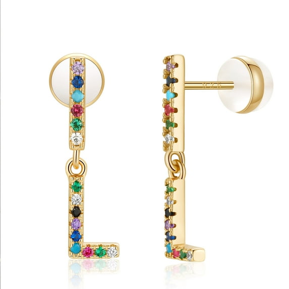 TINGN Bar Initial Stud Earrings Alphabet Earrings for Women