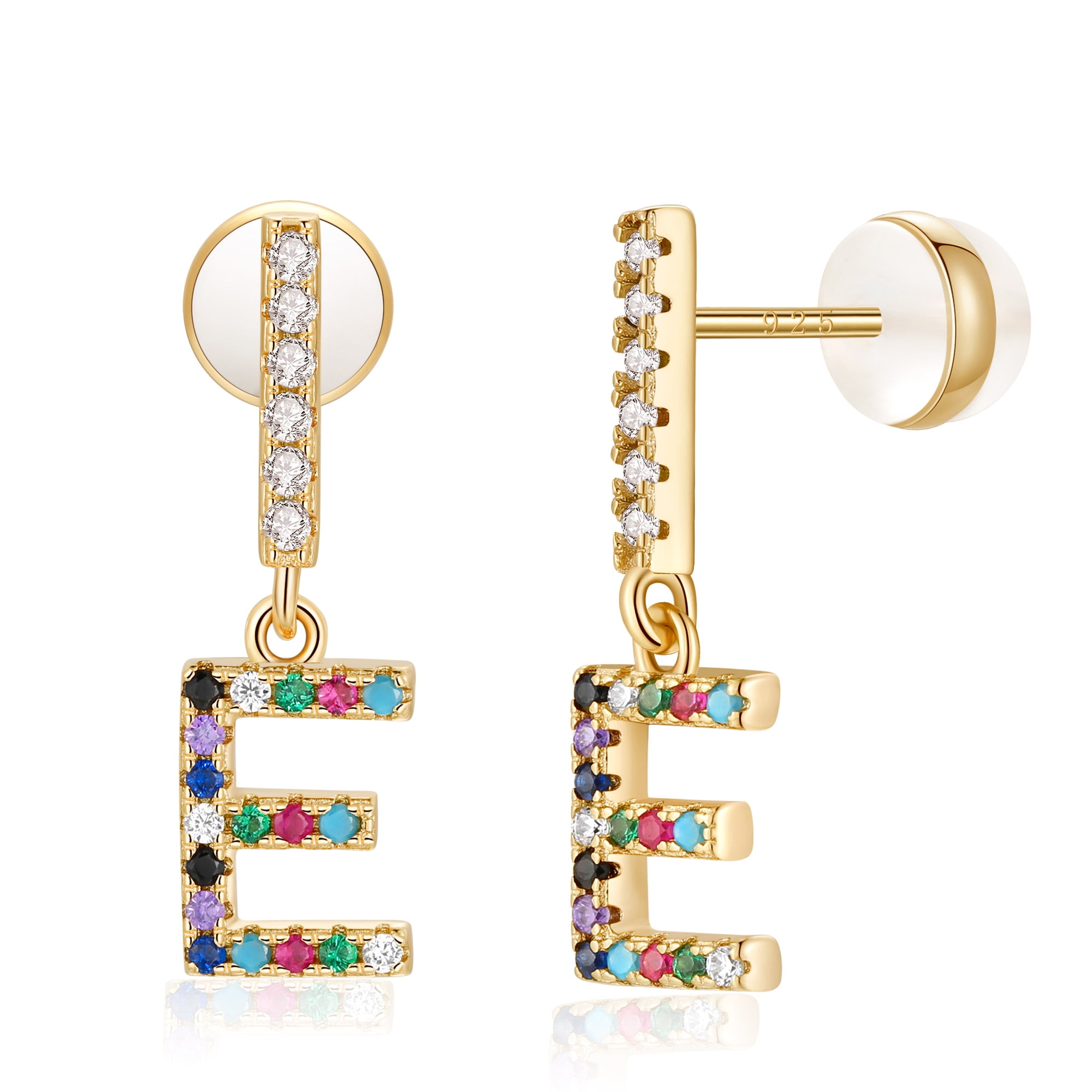 14k gold 2024 initial stud earrings