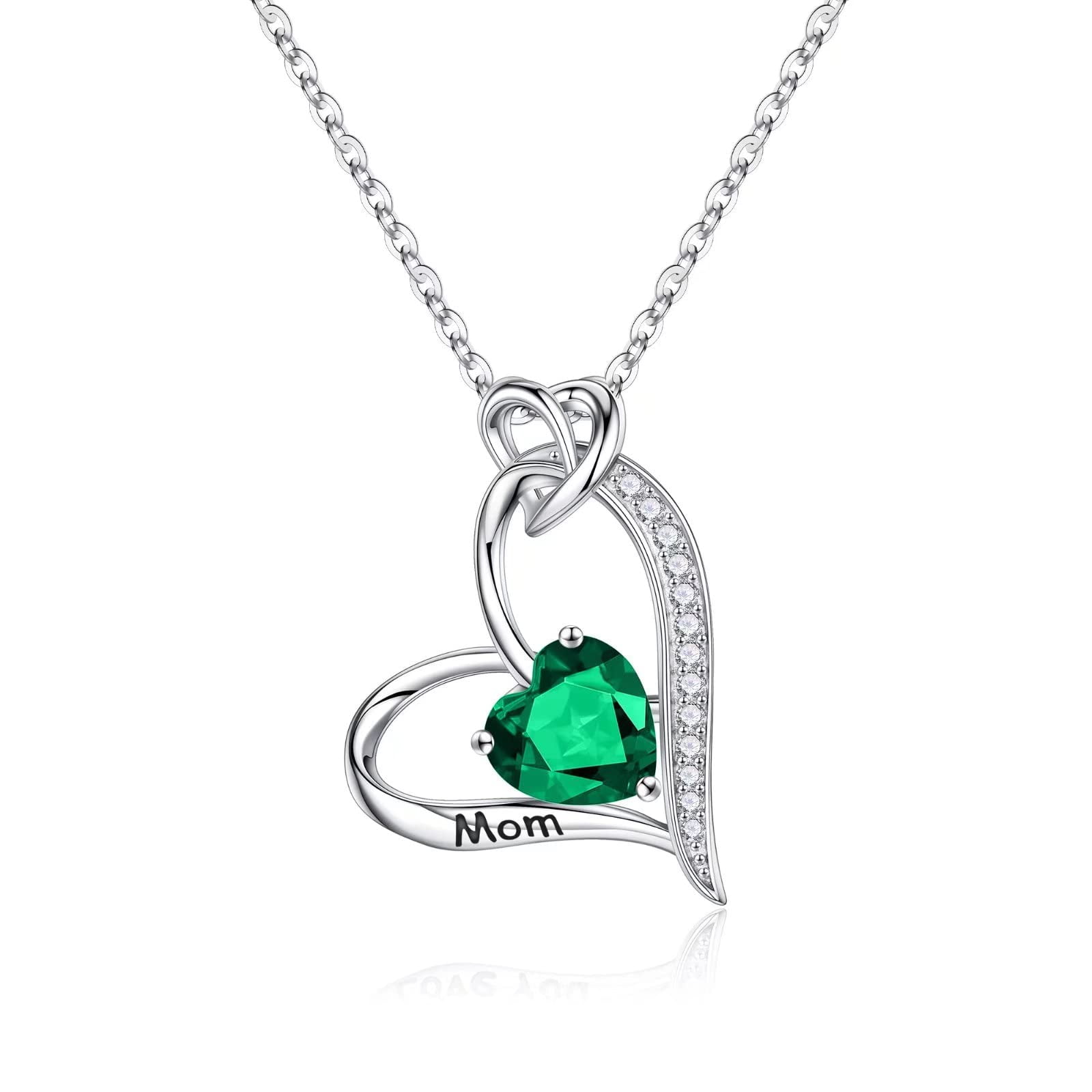 TINGN Birthday Gifts for Mom Necklace 925 Sterling Silver Heart Birthstone Necklace for Mom Mothers Day Birthday Gifts for Mom New Mom Bonus Mom from Daughters Son Walmart
