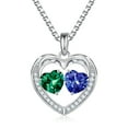 thumbnail image 1 of Turandoss Heart Birthstone Necklace for Women 925 Sterling Silver Double Heart Birthstone Pendant CZ Trendy Jewelry Mothers Day Birthday Anniversary Valentines Day Gifts for Women Wife Her, 1 of 8