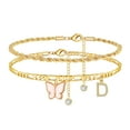 thumbnail image 1 of TINGN Butterfly Ankle Bracelets For Women Layered Anklet Letter A-Z Gold Anklets Foot Jewelry Gifts For Women, 1 of 5