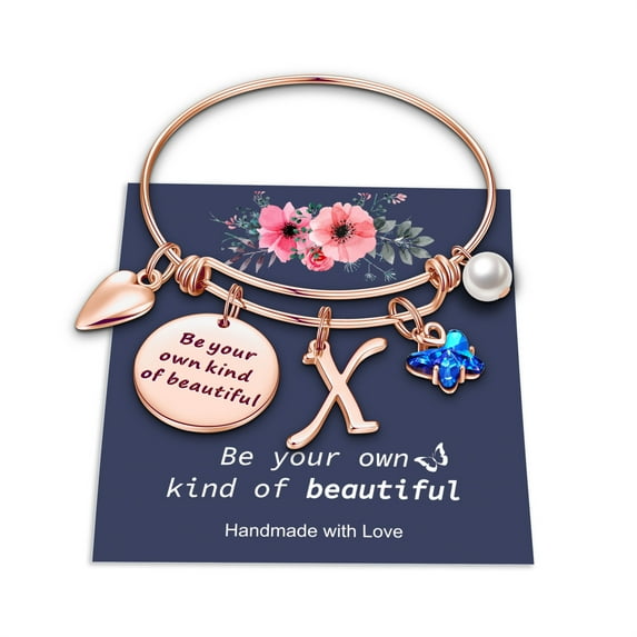 TINGN Butterfly Charm Bracelets for Women Inspirational Bangle Bracelet Expandable 26 Letters Initial Charm Butterfly Bracelets for Women