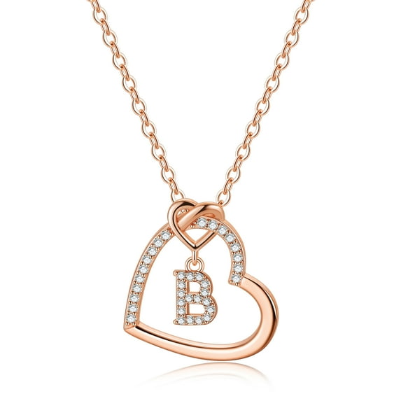 TINGN 14K Gold Plated CZ Initial Pendant Necklaces for Women Dainty Heart Letter A-Z Jewelry Birthday Gifts for Women