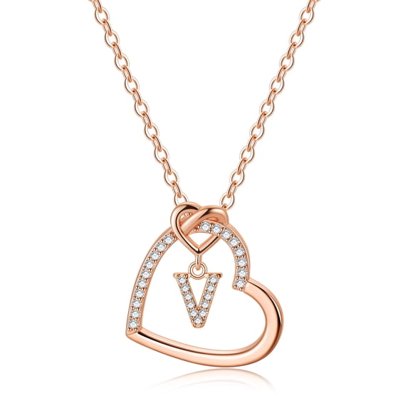 TINGN 14K Gold Plated CZ Initial Pendant Necklaces for Women Dainty Heart Letter A-Z Jewelry Birthday Gifts for Women