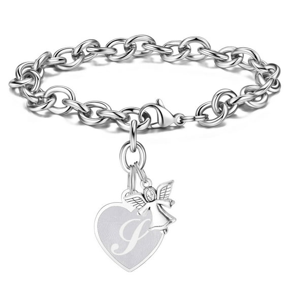 TINGN Charm Bracelets for Women Girls Guardian Angel Initial Silver Charm Bracelets