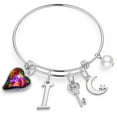 thumbnail image 1 of TINGN Charm Bracelets for Women Girls White Gold Initial Charm Bracelets for Kids Jewelry, 1 of 5