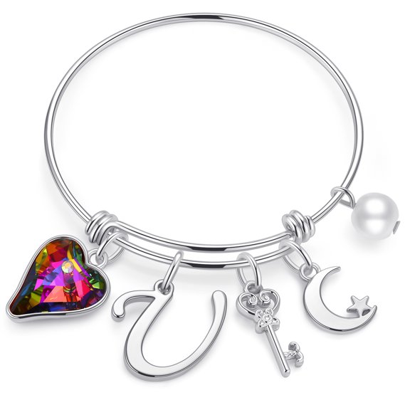 TINGN Charm Bracelets for Women Girls White Gold Initial Charm Bracelets for Kids Jewelry