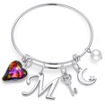 thumbnail image 1 of TINGN Charm Bracelets for Women Girls White Gold Initial Charm Bracelets for Kids Jewelry, 1 of 5