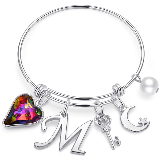 TINGN Charm Bracelets for Women Girls White Gold Initial Charm Bracelets for Kids Jewelry