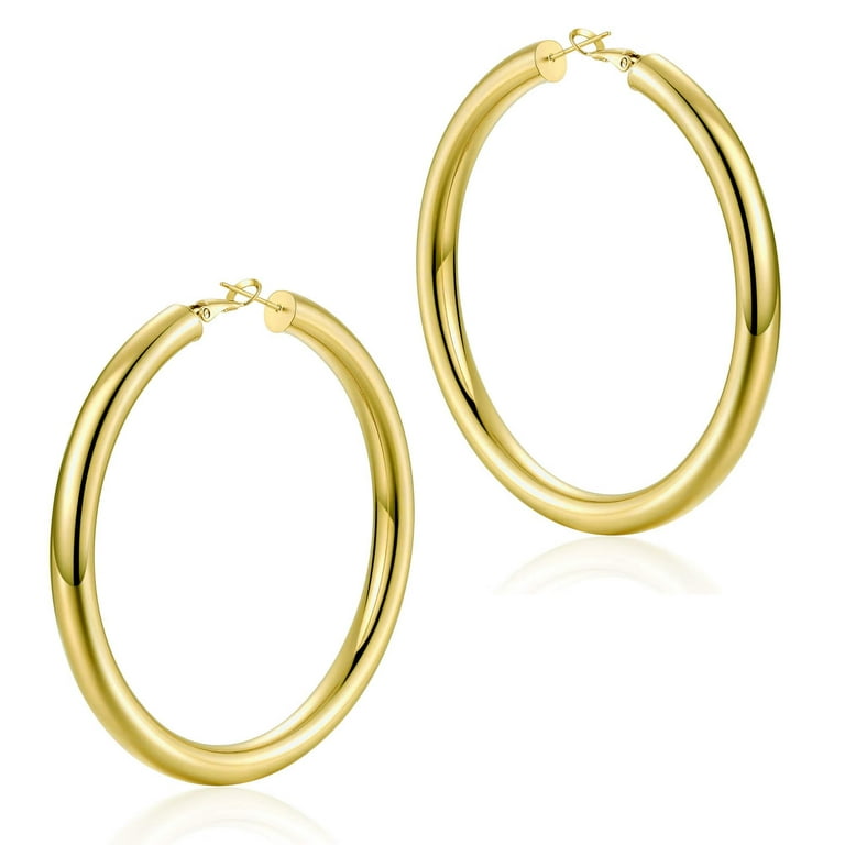 TINGN Chunky Gold Hoop Earrings for Women S925 Sterling Silver