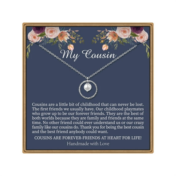 TINGN Cousin Gifts Interlocking Infinity Pearl Necklace Cousin Gifts for Women Cousin Birthday Gifts