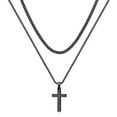 thumbnail image 1 of TINGN Cross Necklace for Men Mens Cross Necklaces Stainless Steel Layered Chain Cross Pendant Necklace Cuban Link Chain for Men, 1 of 6