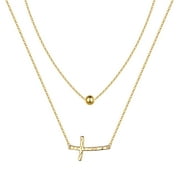 TINGN Cross Pendant Necklaces for Women 14k Gold Plated 18 Inch