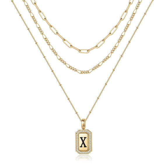 TINGN Dainty Initial Pearl Necklace for Women 14K Gold Plated Paperclip Toggle Clasp Necklace