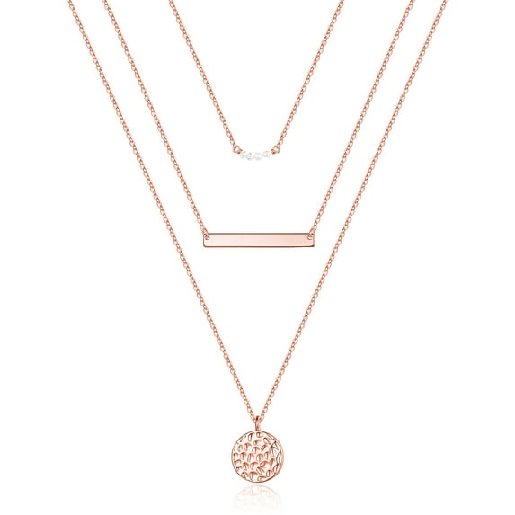 TINGN Dainty Layered Choker Necklace Handmade Y Pendant Necklace Multilayer Bar Disc Necklace Adjustable Choker Necklaces for Women