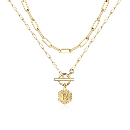 TINGN Dainty Layered Initial Necklaces for Women Paperclip Link Chain Necklace