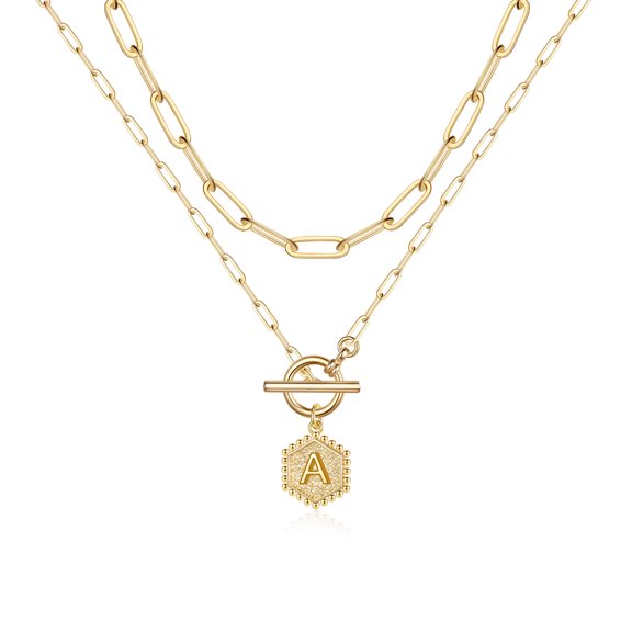 TINGN Dainty Layered Initial Necklaces for Women Paperclip Link Chain Necklace