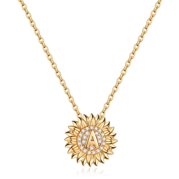 TINGN Dainty Sunflower Necklace Sunflower Gifts CZ Initial Sunflower Necklace for Women