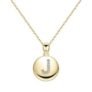 TINGN Disc Gold Initial Necklace For Women 14K Gold Personalized CZ Alphabet Initial Necklaces for Teen Girls