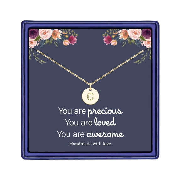 TINGN Disc Initial Necklaces for Women Dainty Round Disc Double Side Engraved Hammered Initial Necklace Jewelry Gifts for Women
