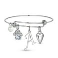 thumbnail image 1 of TINGN Dog Mom Gifts for Women Cubic Zirconia Letter F Initial Paw Print Dog Mom Charm Bracelet, 1 of 5