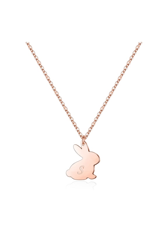 Easter Bunny Gifts for 14K Rose Gold Plated Dainty Heart Initial Necklace Cute Bunny Necklaces Easter Bunny Gifts for s Women Jewelry