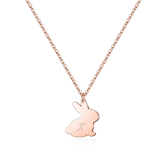 TINGN Easter Bunny Gifts for 14K Rose Gold Plated Dainty Heart Initial Necklace Cute Bunny Necklaces Easter Bunny Gifts for s Women Jewelry
