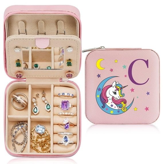 TINGN Easter Gifts for Girls, Unicorn Initial Jewelry Box for Girl, 4-16 Year Old Teenage Girl Idea Gift