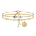 thumbnail image 1 of TINGN Evil Eye Ankle Bracelets for Women 14K Gold Plated Hexagon Pendant Initial A-Z Gold Anklets Jewelry Gifts, 1 of 5