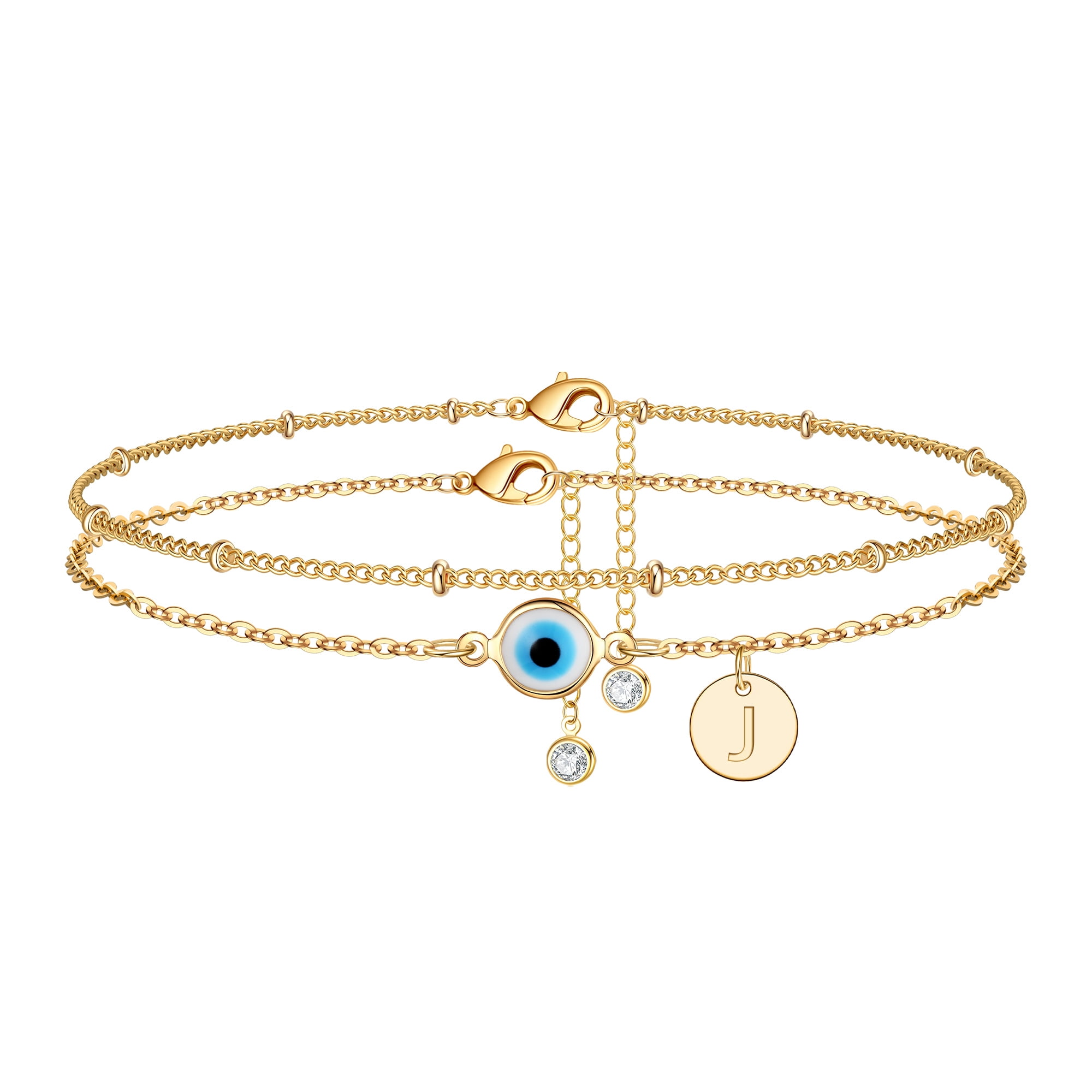 Evil Eye Bracelet / 14K Solid cheapest Gold Evil Eye Bracelet / White and Blue Evil Eye / Christmas Gift / Dainty Layering Evil Eye