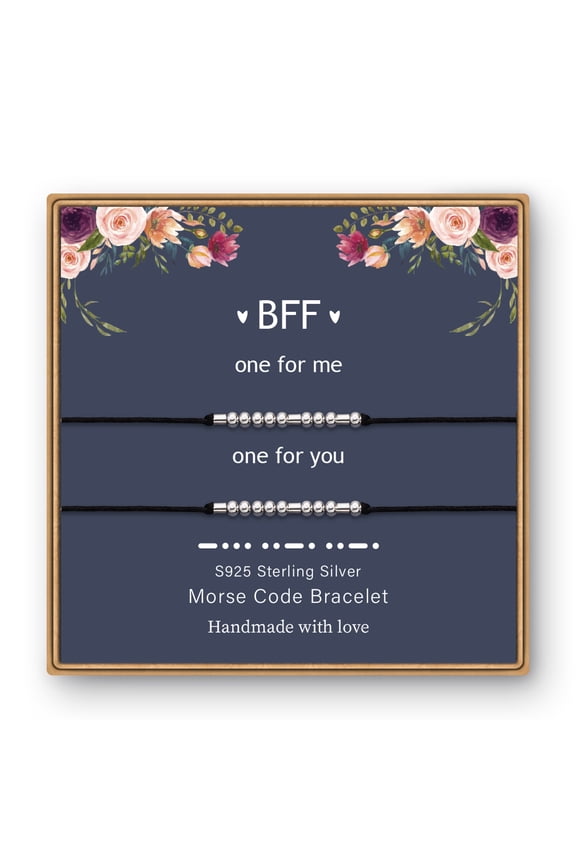 Friendship Gifts Morse Code Bracelet 925 Sterling Silver Gifts for Friends Friend Gifts for Women BFF Morse Code Bracelet for Women Birthday Gifts for Friends
