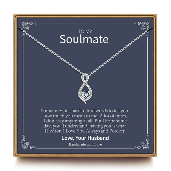 TINGN Gifts for Wife Heart CZ Pendant Infinity Knot Necklace Wife Gifts from Husband Wife Necklace Gifts for Wife Womenfriend Soulmate