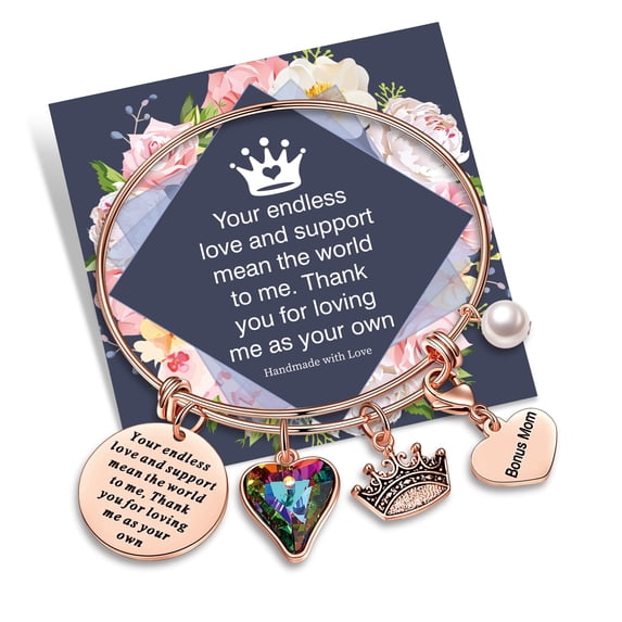 TINGN Gifts for Bonus Mom Bracelet Engraved Inspirational Bracelets for Bonus Mom